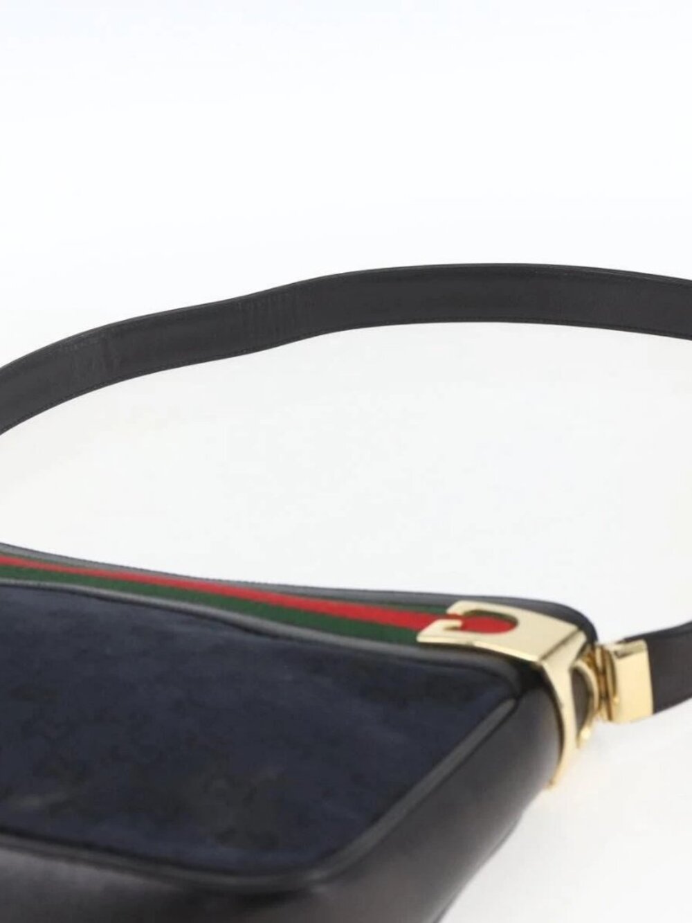 GUCCI GG Canvas Web Sherry Line Shoulder Bag Black Red Green Auth 162953 - Picture 9 of 16